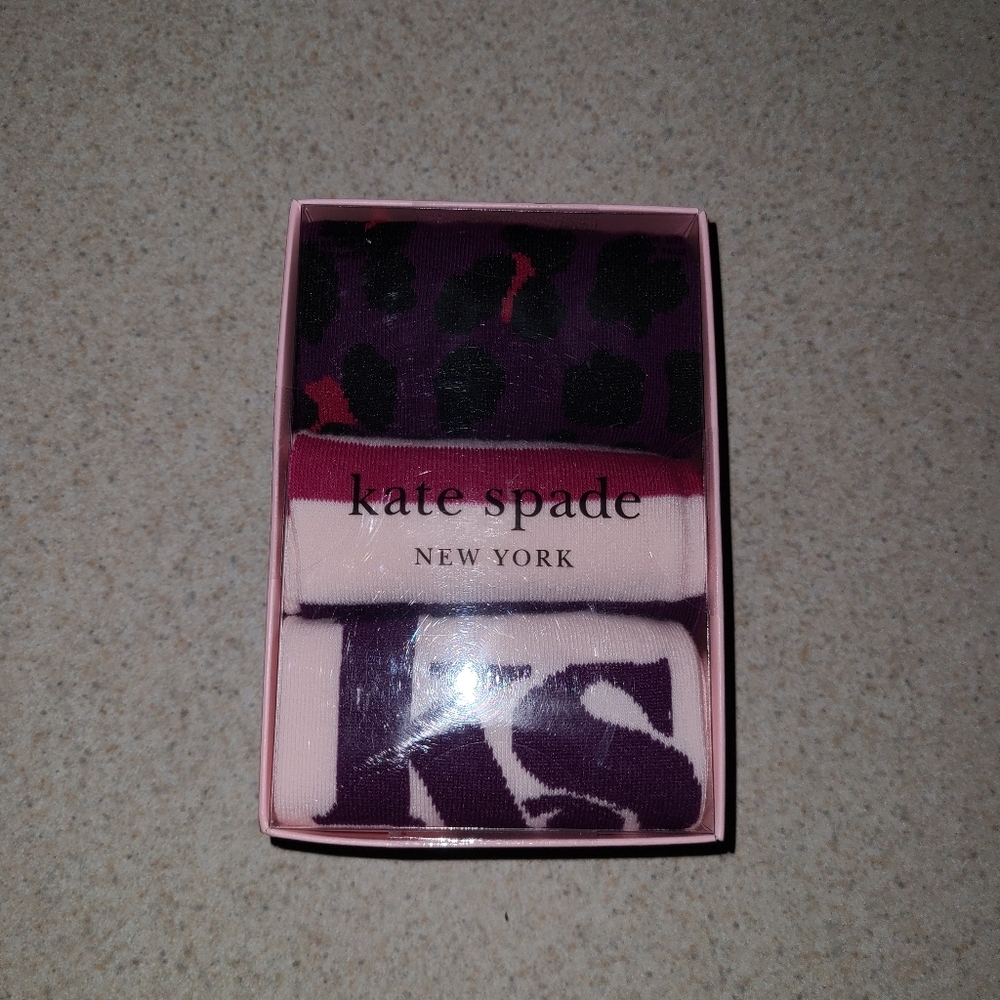 Kate Spade Crew Socks Striped Animal Print Logo 3 Pair - Picture 3 of 8
